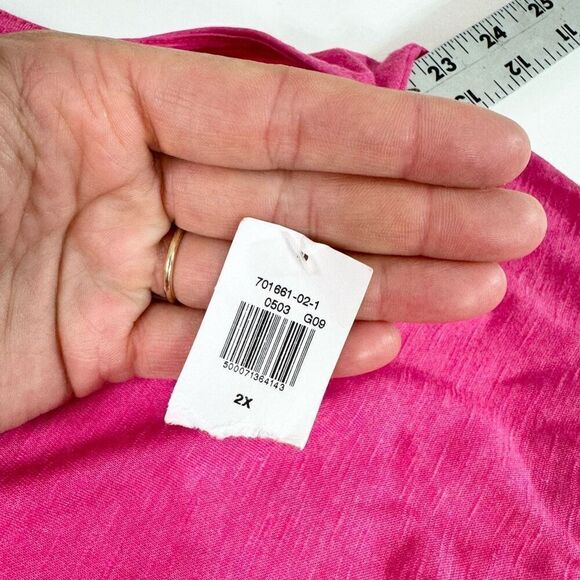 Old Navy Dress Women 2X Hot Pink Sleeveless round Neck Midi NWT flowy tiered - Picture 7 of 9